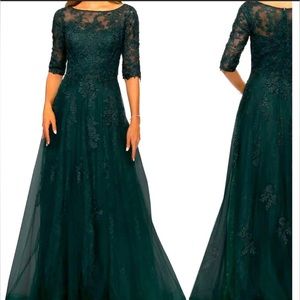 La Famme floral Lace and Tulle Gown